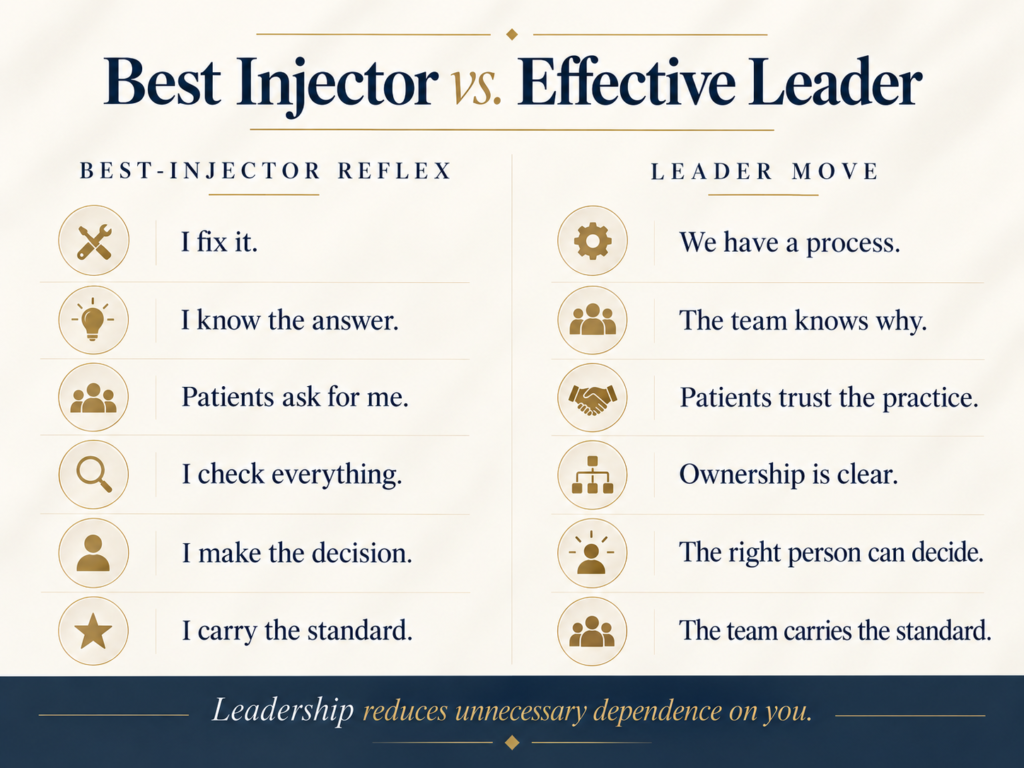 Comparison between individual high-performer habits and effective leadership behaviors in an aesthetic practice.